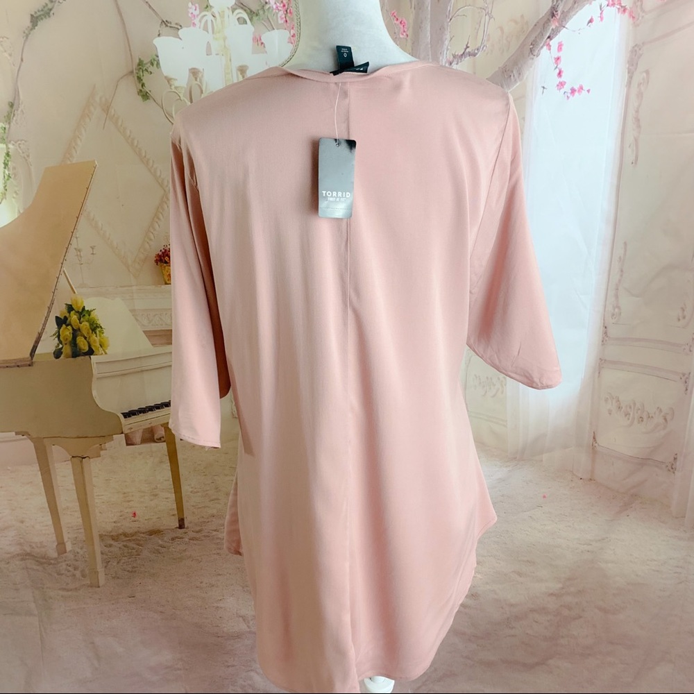 NEW TORRID DUSTY PINK STRETCH CHALLIS FAVORITE TUNIC TEE - Picture 9 of 13